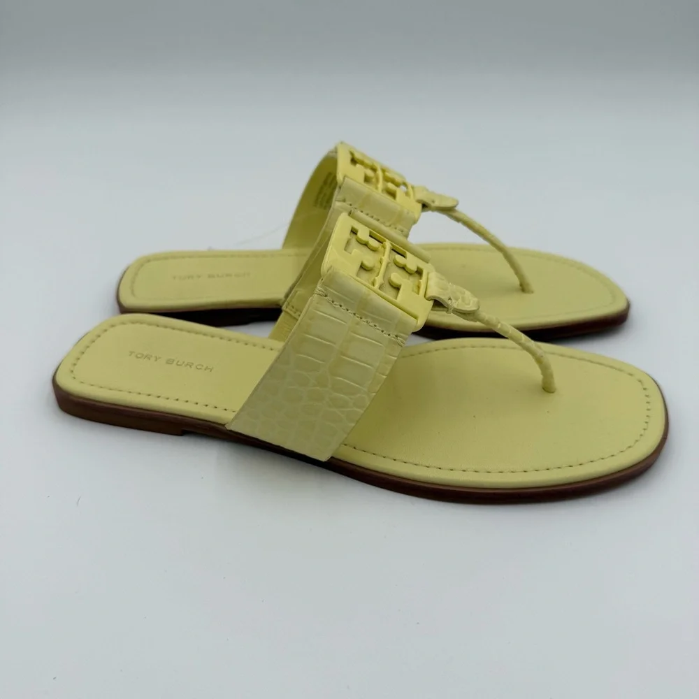 Tory Burch Georgia Leather Croc Embossed Thong Flip Flop Sandals Casual 9‎ NWOT